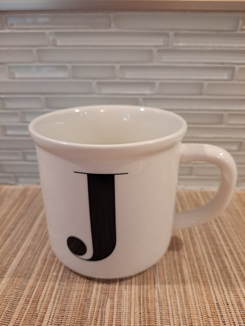 Pottery Barn "J” Alphabet Initial Letter White Mug